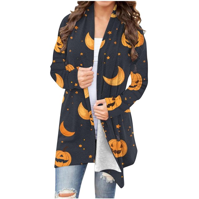Birdeem Cardigan à Manches Longues Imprimé Mode Halloween pour Femmes
