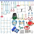 thumbnail image 1 of Dripex Ninja Warrior Obstacle Course for Kids - 2X60FT Slacklines with Most Complete Accessories for Kids, Climbing Rope Swing, Trapeze Swing, Ninja Wheel, Webbing Ladder Plus 1.2M Arm Trainer, 1 of 5