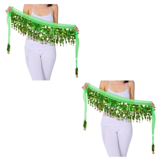 ziyahi Durable And Firm Lightweight Hip Scarf For Belly Dance Performances Wide Application Blended dark green 2Set
