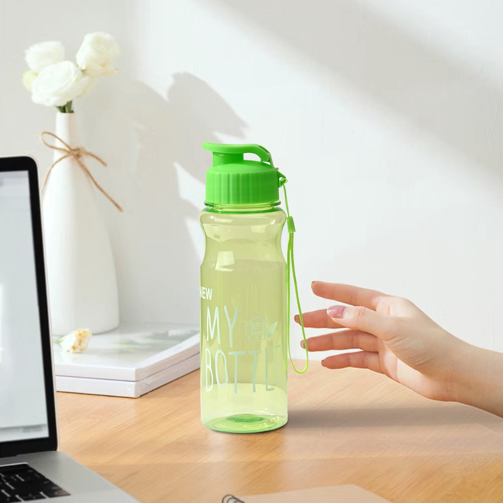 Cagogo Water Bottle, 550ml Leak Proof Press Flip Lid Plastic Water Bottle for Outdoor Sports, BPA Free Large Capacity Water Bottle for Camping Hiking Gym, Portable Water Bottle for Study Travel