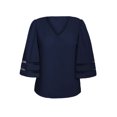 thumbnail image 4 of Blouse Ample à Manches Évasées Col en V Blanc/noir/rouge/bleu pour Femmes, 4 of 4