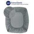 thumbnail image 4 of PiccoCasa Soft 100GSM Queen Striped Bed Fitted Sheets 16 Inch Deep Pocket Dark Gray, 4 of 7