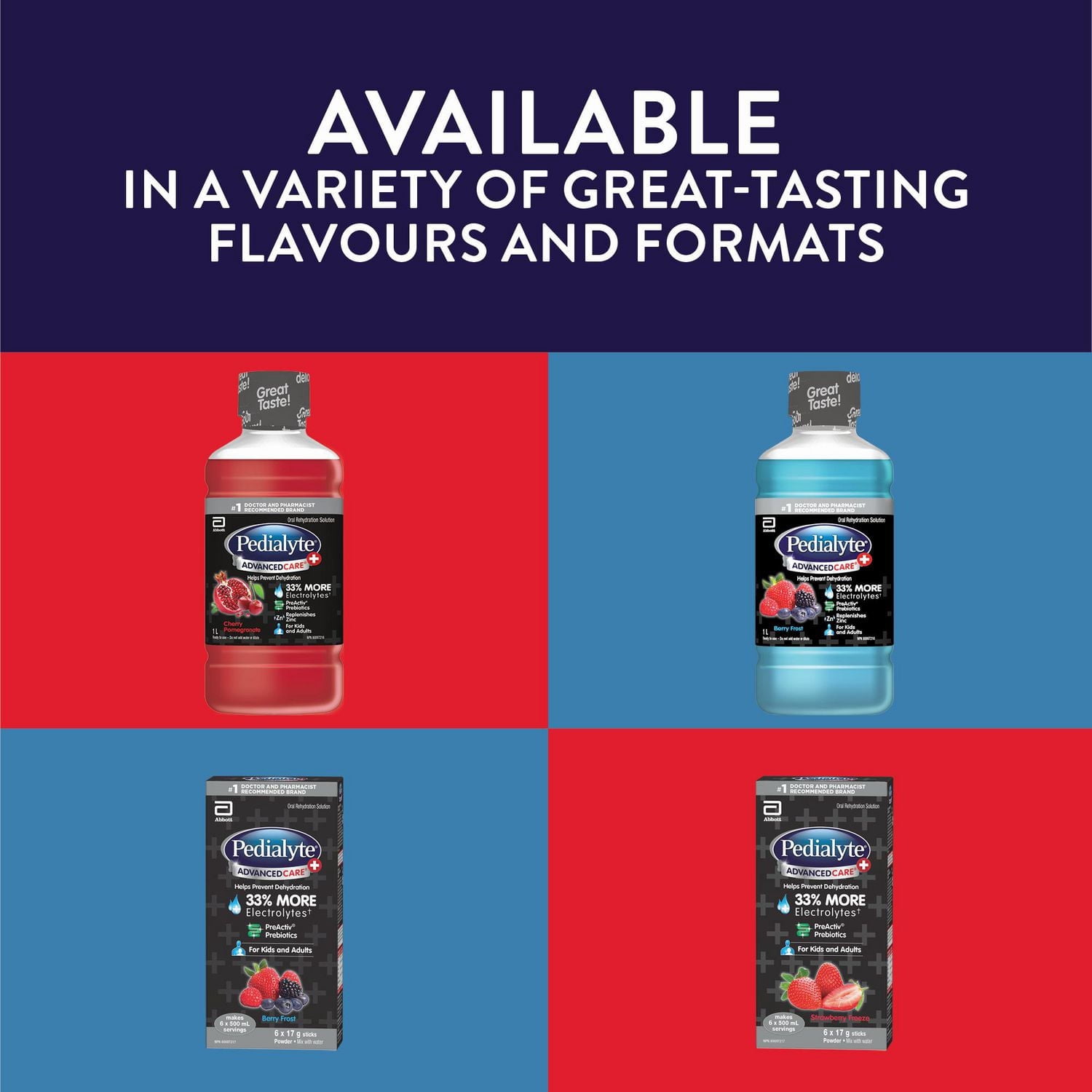 Pedialyte Solution de Réhydratation Orale aux Électrolytes, Fraise, Bouteille de 1L