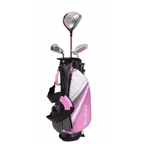 Refurbished MacGregor Golf DCT Junior Girl Left Hand Golf Clubs Set with Oversized Driver, Mallet Putter, 7 Iron, Dual Strap Stand Bag, Ages 3-5