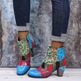 thumbnail image 1 of Women's Shoes Retro National-Style Splicing Mid Heel Zipper Short Leather Boots, 1 of 4