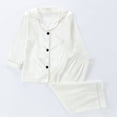 thumbnail image 1 of Fridja Satin Pajamas for Girls, Summer Solid Color Long Sleeve Comfortable Soft Satin Button Down PJ Set Gift for Slumber Party, Birthday, Holiday (White,12-24 Months), 1 of 5