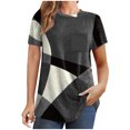 thumbnail image 1 of Diufon Hauts pour Femmes Grande Taille Printemps Été Manches Courtes Col Rond Chandails à Enfiler Chemises Décontractées Imprimées Blouses Amples, 1 of 6