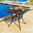 thumbnail image 2 of Patiojoy 35.4 Inches Outdoor Dining Table All-Weather Cast Aluminum Table with 2.2" Umbrella Hole 4 Person Square Dining Table, 2 of 10
