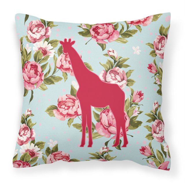 Caroline's Treasures BB1001-RS-BU-PW1414 Giraffe Shabby Chic Blue Roses Decorative Pillow Large Multicolor""