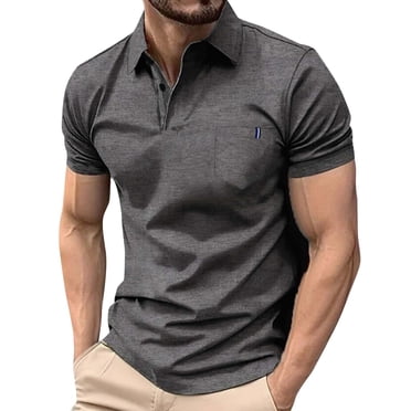 Liquidation d'Économies d'Été! Haut Décontracté Polyvalent Uni pour Homme, Chemise à Manches Courtes à Col Rabattu pour l'Été, Tenue de Loisirs pour un Usage Quotidien, les Voyages Ou la Détente