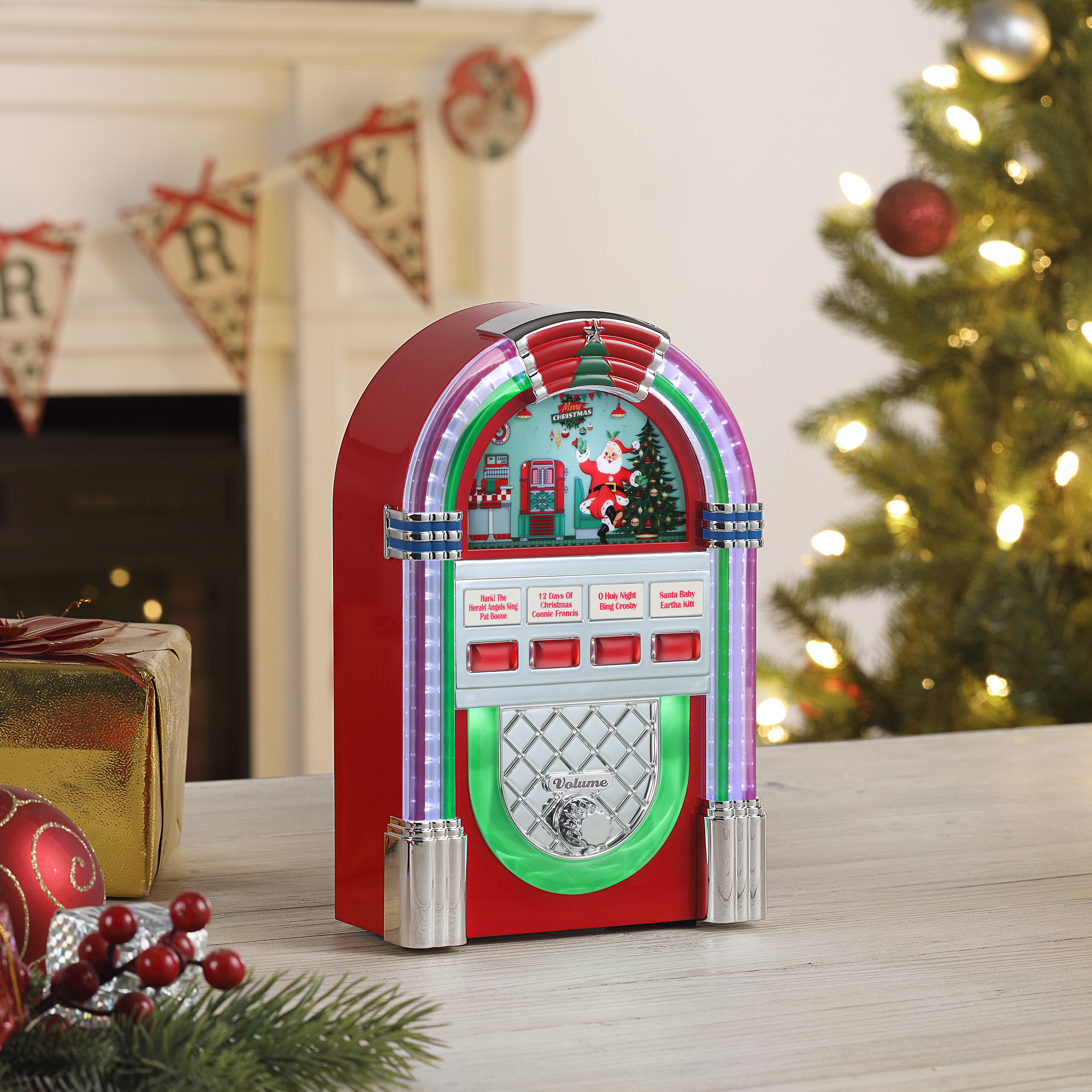 Mr. Christmas 9-inch Decorative Retro Jukebox Red