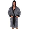 thumbnail image 1 of Innerwin Bath Robes Hoodie Men's Wrap Robe Winter Long Sleeve Soft Dressing Gown Gray Black L, 1 of 6