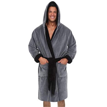 CVLIFE Peignoirs de Bain pour Hommes Peignoir en Molleton à Capuche Robe de Chambre Confortable à Manches Longues en Tissu Éponge Pyjama de Sommeil Noir TG