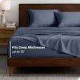 thumbnail image 4 of Bare Home Ensemble de Draps en Lin - Poche Profonde - Respirant - 4 Pcs - Grand Lit, Indigo, 4 of 6