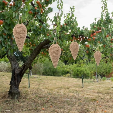 EIGTHTAIL Fake Hornet Nest Crochet Wasp Nest Decoy Faux Hornets Nest Repellent with Hook Hanging Wasp Nest Decoy Wasp Nest Trap for Outdoor Garden