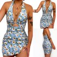 thumbnail image 2 of EQWLJWE Robe Longue pour Femmes Mode Été Sexy Col Halter Dos Nu Imprimé Maillot de Bain, 2 of 9