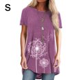 thumbnail image 2 of yingyy T-shirt pour Femme Imprimé Blouse Décontractée à Manches Courtes Col Rond Haut, Bleu, P Violet P, 2 of 5