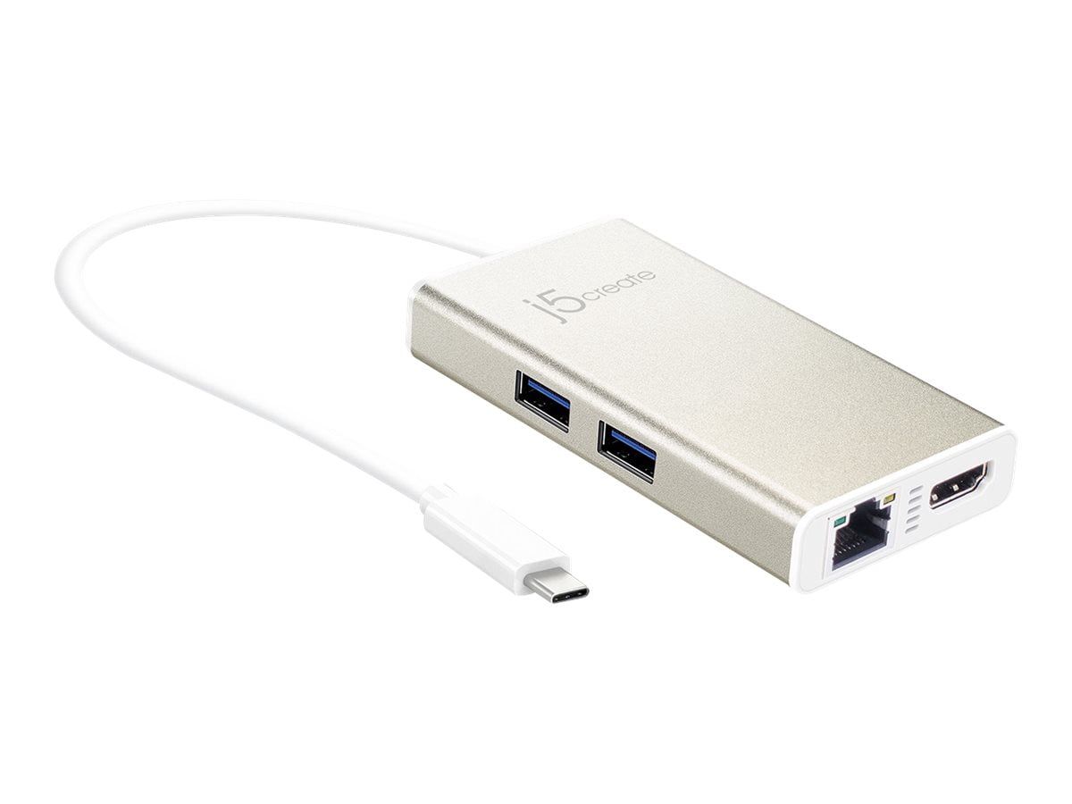 j5create USB C Hub Multi-Adapter Docking Station with HDMI 4K, 2X USB 3.1 SuperSpeed Ports, Ethernet, Power Delivery 2.0