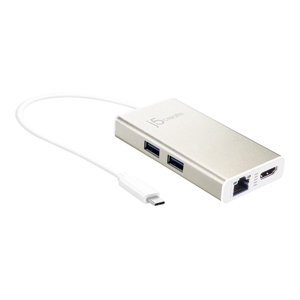 J5create USB C Hub Station d'accueil multi-adaptateurs avec HDMI 4K, 2X USB 3.1 SuperSpeed Ports, Ethernet, livraison d'électricité 2.0