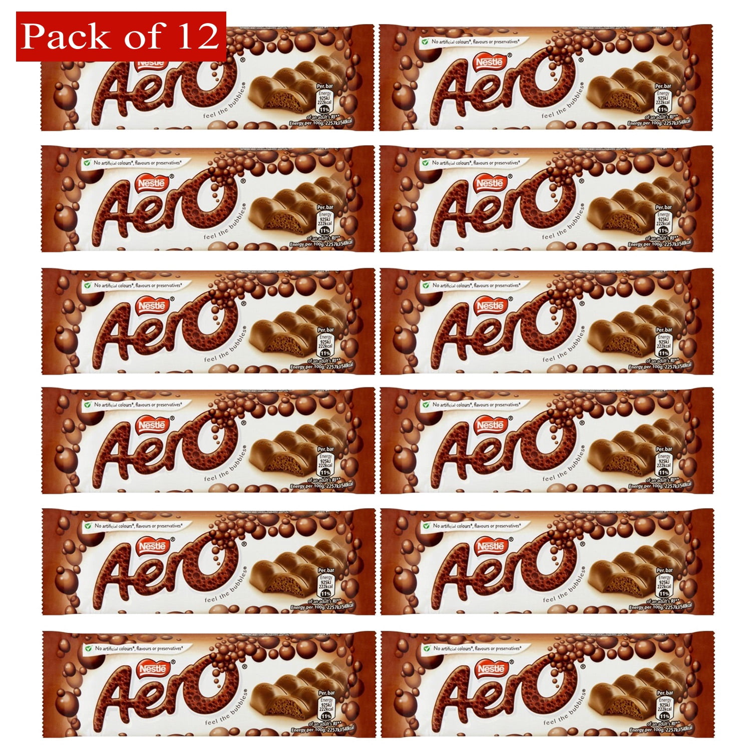 Aero Bubbly Milk Bar (40g X 12 Bars) Pack Of 12