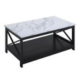 thumbnail image 1 of Pemberly Row Coffee Table with Shelf in White Faux Marble and Black Wood Finish, 1 of 6