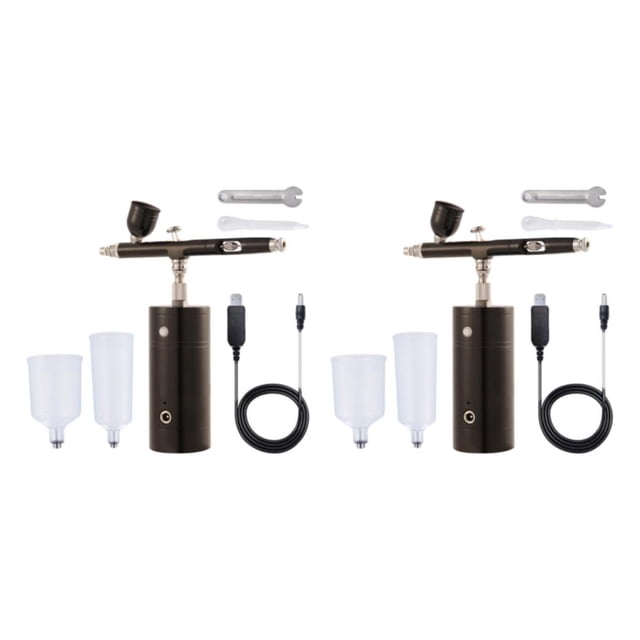 mmirethe Portable Mini Airbrush Air Compressor Kit Set Craft Spray Painting Black 1.49x5.1x5.7 Inch 2Set