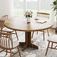 thumbnail image 4 of Yiwa Round Dining Table for 4, 47 Inches Dining Room Table with Wooden Base, Circle Kitchen Dinner Table for Dining Room, Kitchen, Living Room (Table Only), 4 of 4