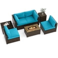 thumbnail image 2 of Costway 7 Pieces Outdoor Furniture Set with 32" Fire Pit Table and Propane Tank Cover Turquoise, 2 of 10
