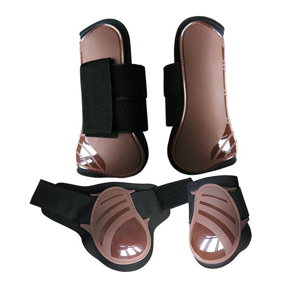 Ruiboury 4 Pcs Protège-Tendon avant Arrière pour Cheval, Rouge m pour Bottes, Marron G