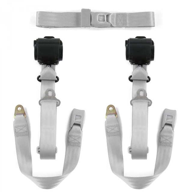Jeep Comanche 1985-1992 Standard 3 Point Gray & Grey Retractable Bench Seat Belt Kit - 3 Belts