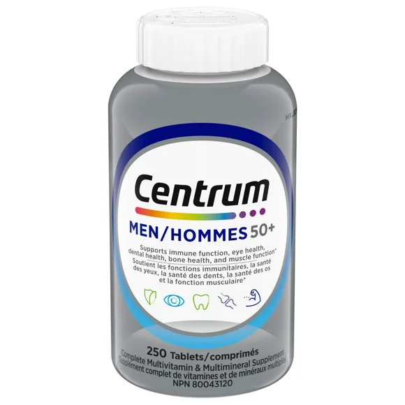Centrum Complete Multivitamin and Mineral Supplement for Men 50+, 250 Tablets
