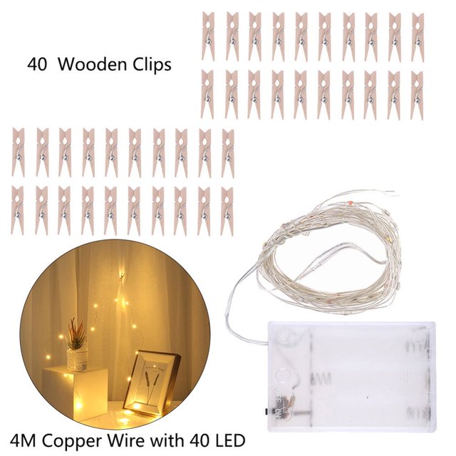 Boc 2/4M Photo Clip Holder LED Strings Light Christmas Wedding Party Home Decoration