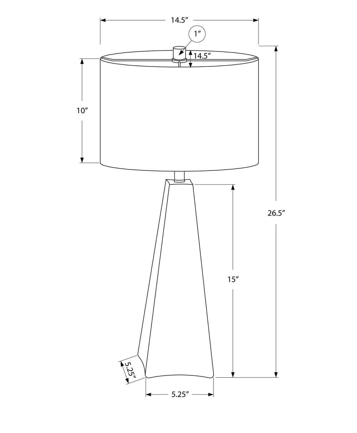 Monarch Specialties Luminaire, 27"h, Lampe De Table, Résine Noire, Tons Beige., Moderne
