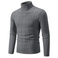 thumbnail image 2 of Xcmzpl Men Turtleneck Sweater Long Sleeve Cable Knit Sweaters Slim Fit Mock Neck Twisted Pullover Solid Fall Sweater Tops, 2 of 5