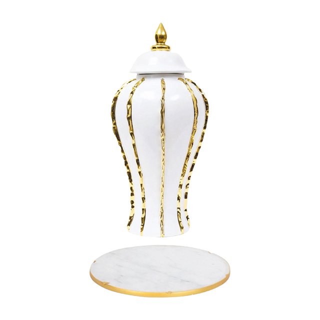 Porcelain Ginger Jar Ceramic Flower Vase Table Centerpieces Crafts Ornament Home S Gold