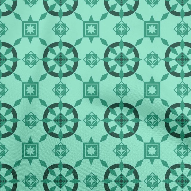 oneOone Velvet Aquamarine Green Fabric Geometric Craft Projects Decor Fabric Printed By The Yard 58 Inch Wide