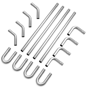 Krator 2.25" Mild Steel DIY Custom Mandrel Exhaust Pipe Straight & Bend Kit - 48" Straight, 90 Degree, 45 Degree, 180 Degree U-Bends Pipes