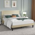 thumbnail image 1 of VECELO Full Upholstered Platform Bed Frame with Adjustable Height Headboard, Strong Wood Slat Support, No Box Spring Needed, Beige, 1 of 6