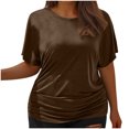 thumbnail image 1 of Timegard Womens Tops Plus Size Side Ruched Drop Shoulder Crewneck Short Sleeve Workout Top Comfy Casual, 1 of 6