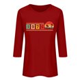 thumbnail image 2 of Uootdi Hauts pour Femmes Manches 3/4 Col Ras du Cou 1976 Imprimé Arc-en-Ciel Rétro Coupe Décontractée T-Shirts Nostalgiques pour Escapade d'Été Cadeau, 2 of 4