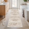 thumbnail image 1 of Boho Long Bathroom Runner Rug 24 x 72 Washable Non Slip - Soft Stain Reistant Rugs for Kitchen, Laundry Room, Hallway Runner - Neutral Floral Design Décor (2x6 Beige/Latte), 1 of 8