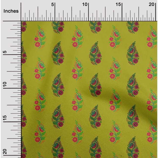 oneOone Polyester Lycra Fabric Leaves & Floral Block Print Fabric By The Yard 56 Inch Wide