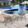 thumbnail image 2 of Costway Ensemble Bistro de Patio en Rotin 3 Pcs Chaise et Table Coussinées Gris, 2 of 10