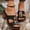 Black, variant on Gspmoly Women Slides Sandals, Women's Fashion Casual Summer New Style Solid Color Fish Mouth Wedge Heel Thick Bottom Slippers Shower Slides Brown 40