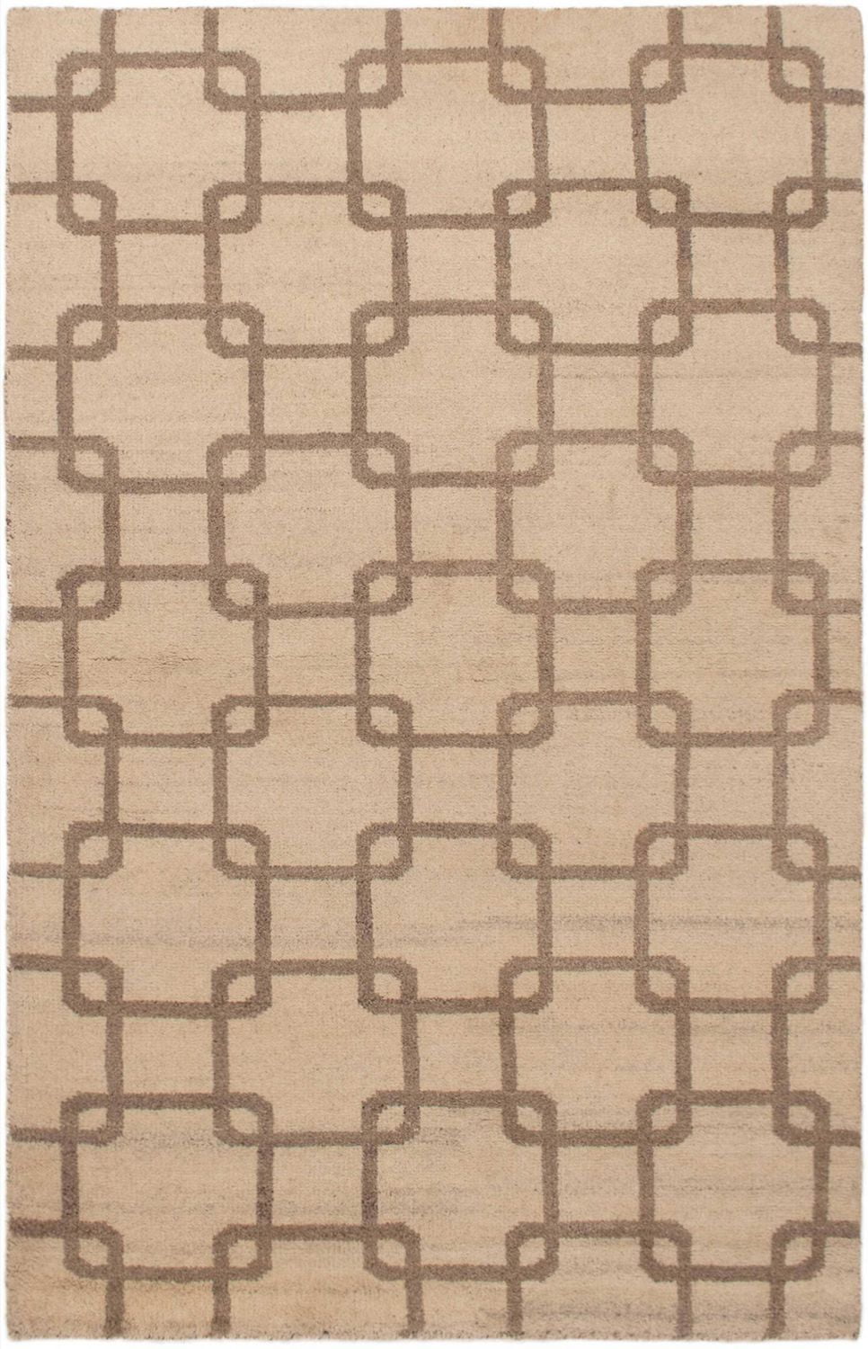 ECARPETGALLERY Tapis Noué à la Main pour Salon, Salle à Manger et Chambre à Coucher Marocain Collection Tangier 4'11" x 7'8" en Ivoire