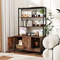 thumbnail image 4 of Gymax 57'' Cat Litter Box Enclosure w/ Storage 2-tier Shelves Removable Scratcher Brown, 4 of 10