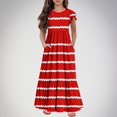 thumbnail image 3 of yoeyez Robes d'Été pour Filles Taille 6-12 Robe Maxi à Volants à Étages à Manches Volantées pour Fille Préadolescente Col Rond Mode Robe à Pois avec Poches Robe Mi-Longue Rouge, 12 Ans, 3 of 6