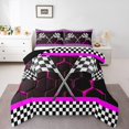 thumbnail image 2 of Erosebridal Racing Car Bedding Full Comforter Set, Checkered Flag Down Comforter, Honeycomb Geometric Decor, Breathable 3pcs, 2 of 8
