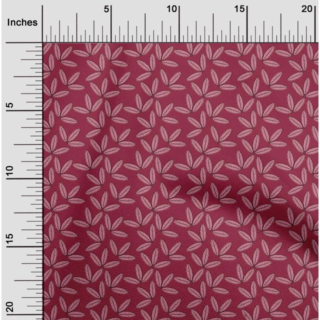 oneOone Tissu Popeline de Coton Imprimé Feuilles Bloc 56 Pouces de Large