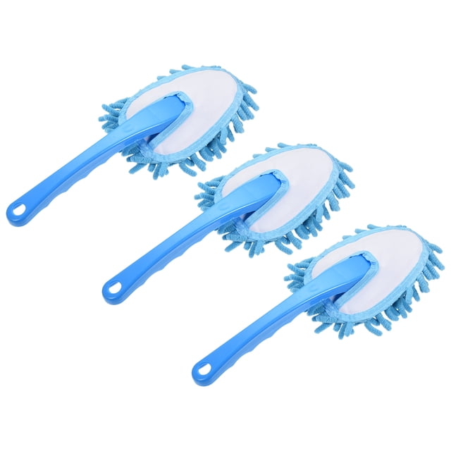 Unique Bargains Microfiber Chenille Duster Washable Cleaning Brush Dusting Tool Blue, 3 Count
